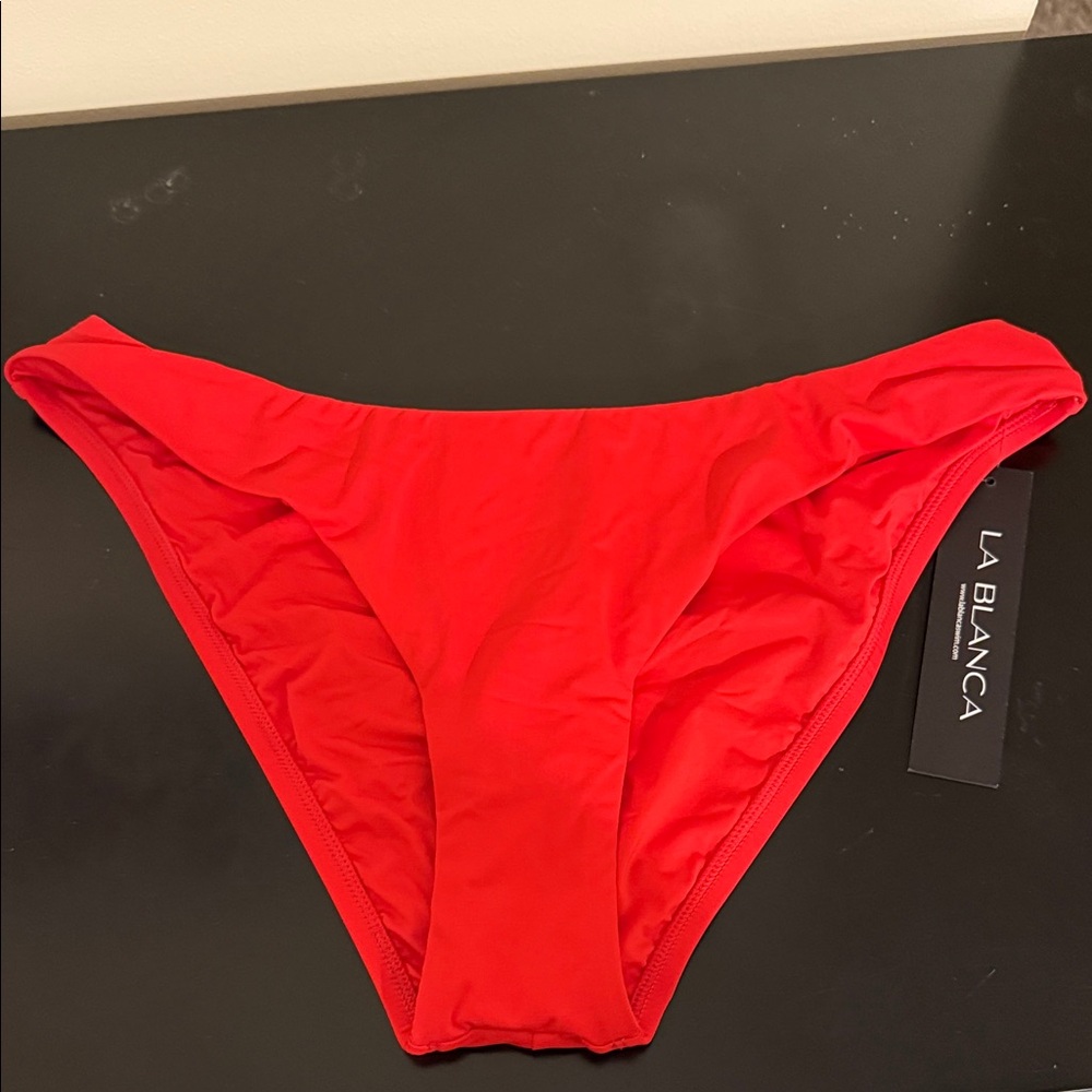 La Blanca Sz 12 or 14 or 16 Red Bikini Bottom Rear Shirring NWTs $88